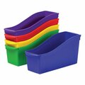 Storex Book Storage Bin, 5.3 in W, 7 in H, Assorted - Red/Blue/Green/Yellow/Purple, 14.3 in L, 5 PK 70105U06C